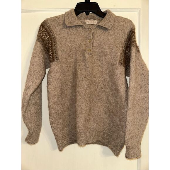 100% BABY ALPACA 3 BUTTON PULL-OVER polo LONG SLEEVE SWEATER Youth XL - Picture 2 of 4